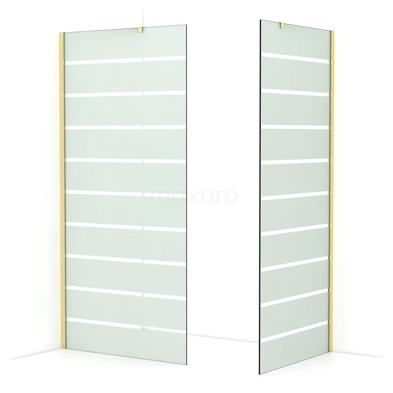 Diamond Walk-in shower | 100x90 cm Light gold Clear with matt stripes 2 fixed walls IDB1009416LG