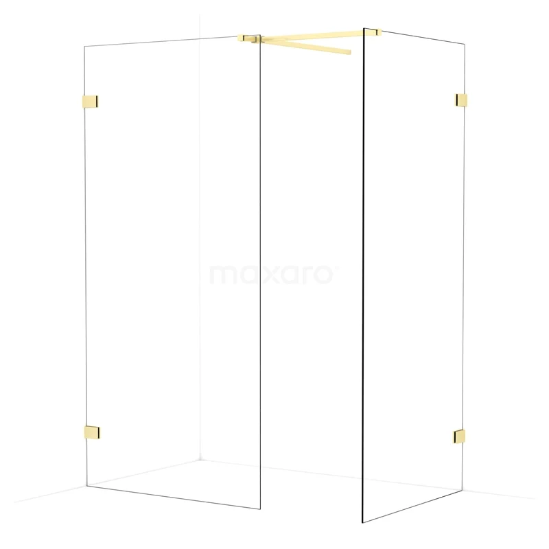 Diamond Walk-in shower | 100x90 cm Light gold Clear glass 2 fixed walls IDB1009520LG