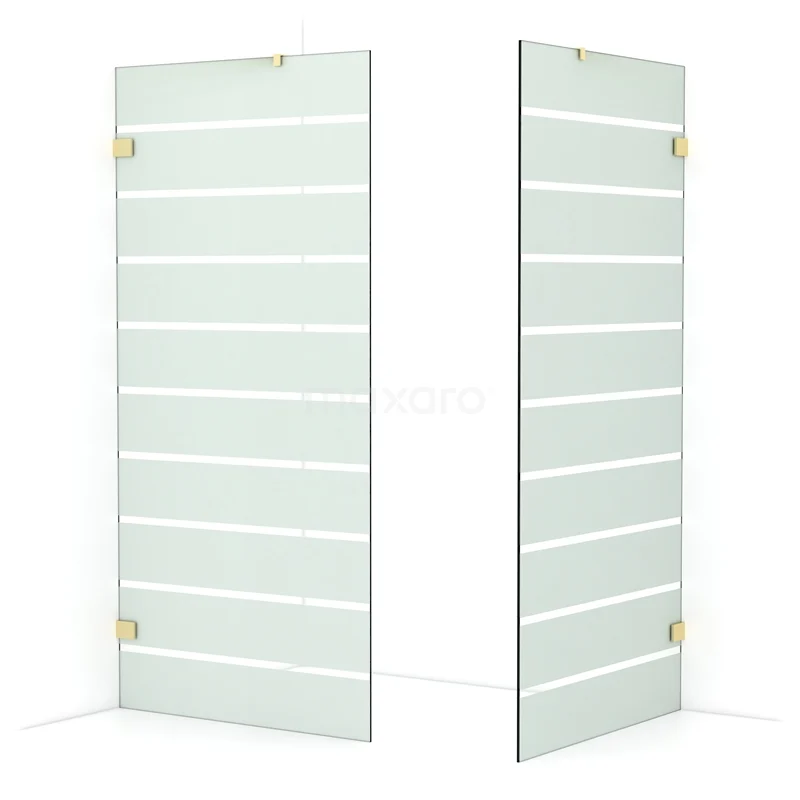 Diamond Walk-in shower | 100x100 cm Light gold Clear with matt stripes 2 fixed walls IDB1010426LG