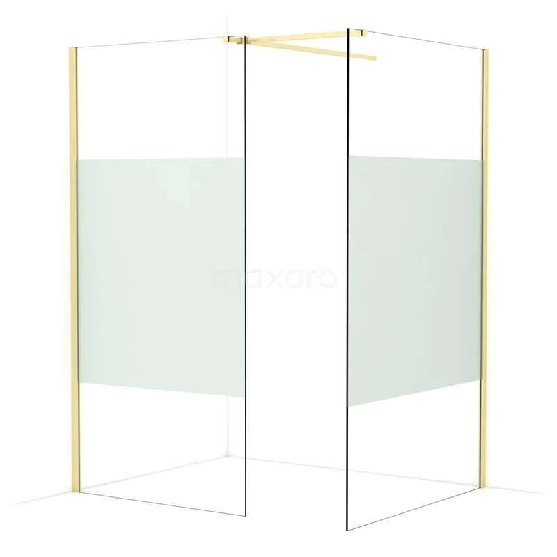Diamond Walk-in shower | 120x100 cm Light gold Clear with matt strip 2 fixed walls IDB1012513LG