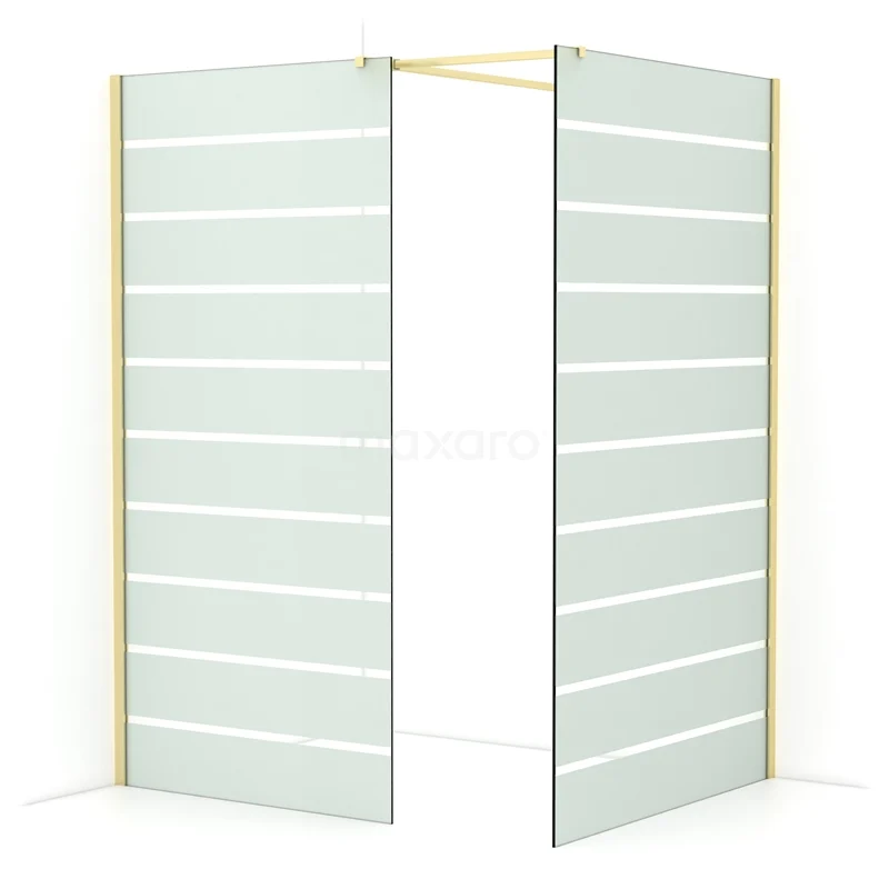 Diamond Walk-in shower | 120x100 cm Light gold Clear with matt stripes 2 fixed walls IDB1012516LG