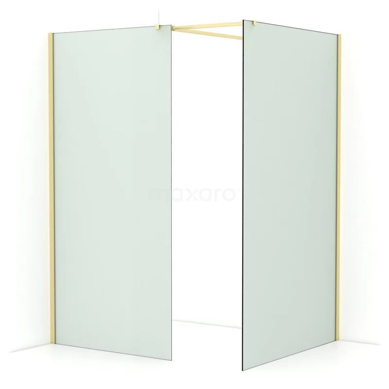 Diamond Walk-in shower | 120x100 cm Light gold Frosted glass 2 fixed walls IDB1012517LG