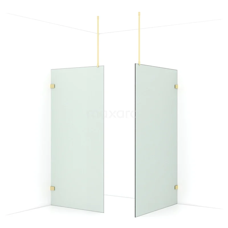 Diamond Walk-in shower | 120x100 cm Light gold Frosted glass 2 fixed walls IDB1012927LG