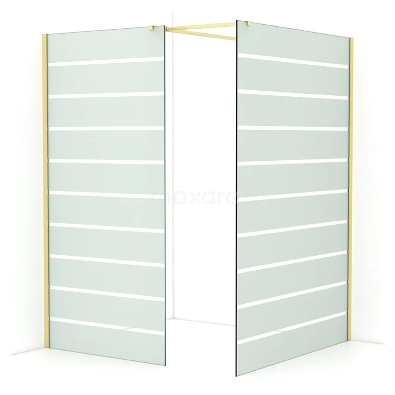 Diamond Walk-in shower | 140x100 cm Light gold Clear with matt stripes 2 fixed walls IDB1014516LG