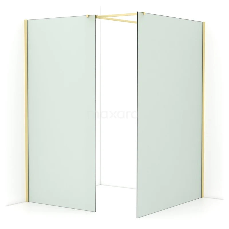 Diamond Walk-in shower | 140x100 cm Light gold Frosted glass 2 fixed walls IDB1014517LG