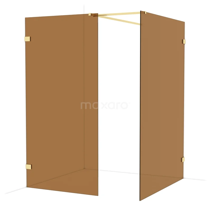 Diamond Walk-in shower | 140x100 cm Light gold Bronsglas 2 fixed walls IDB1014529LG Diamond Walk-in shower | 140x100 cm Light gold Bronsglas 2 fixed walls IDB1014529LG