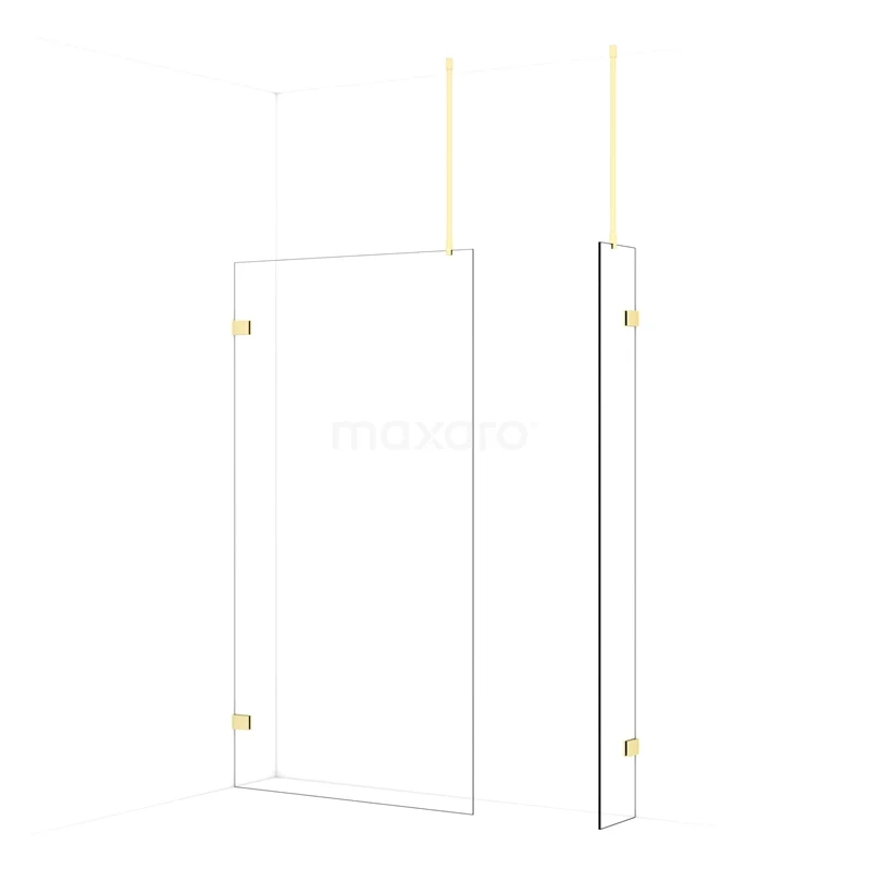 Diamond Walk-in shower | 110x30 cm Light gold Clear glass 2 fixed walls IDB1103920LG