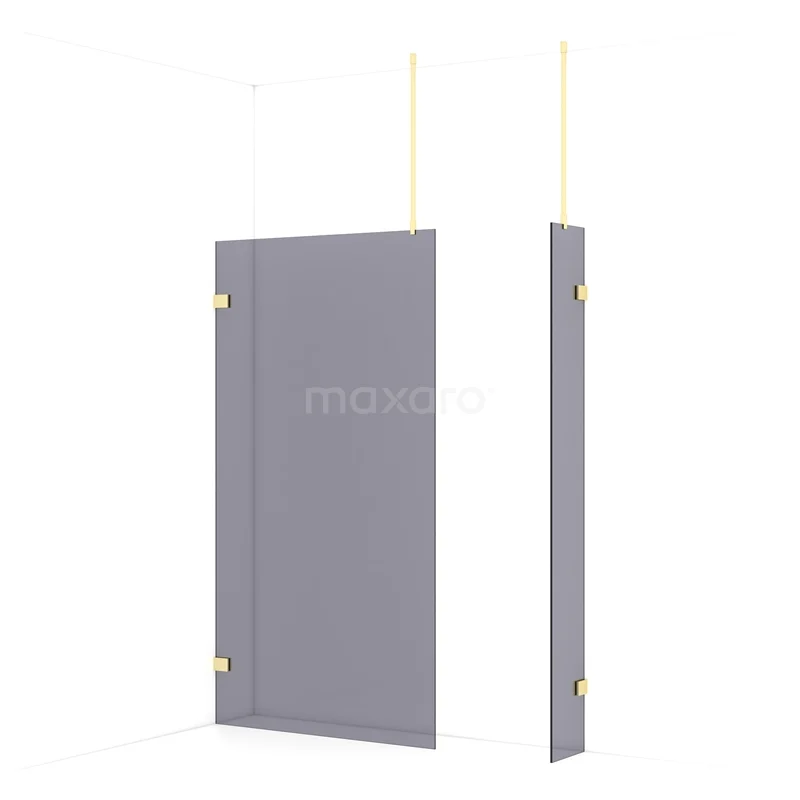 Diamond Walk-in shower | 110x30 cm Light gold Smoke glass 2 fixed walls IDB1103921LG