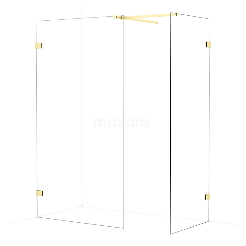 Diamond Walk-in shower | 110x80 cm Light gold Clear glass 2 fixed walls IDB1108520LG