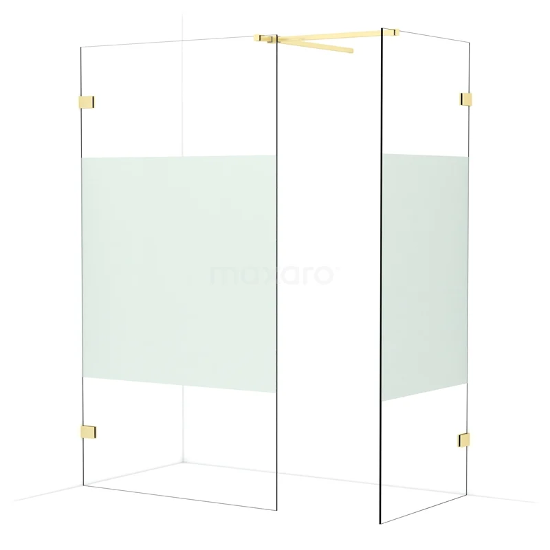 Diamond Walk-in shower | 110x80 cm Light gold Clear with matt strip 2 fixed walls IDB1108523LG