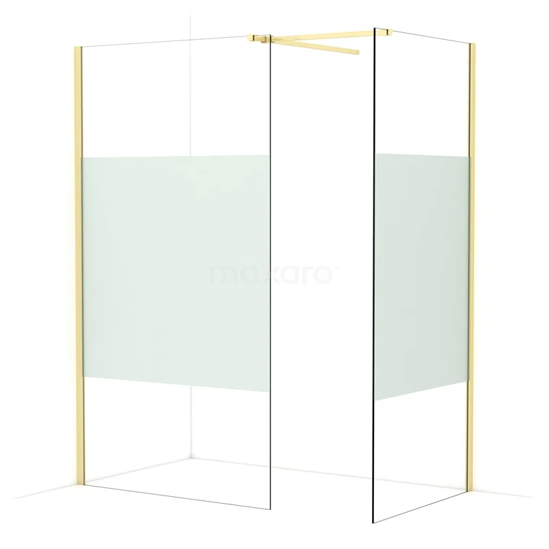 Diamond Walk-in shower | 110x90 cm Light gold Clear with matt strip 2 fixed walls IDB1109513LG