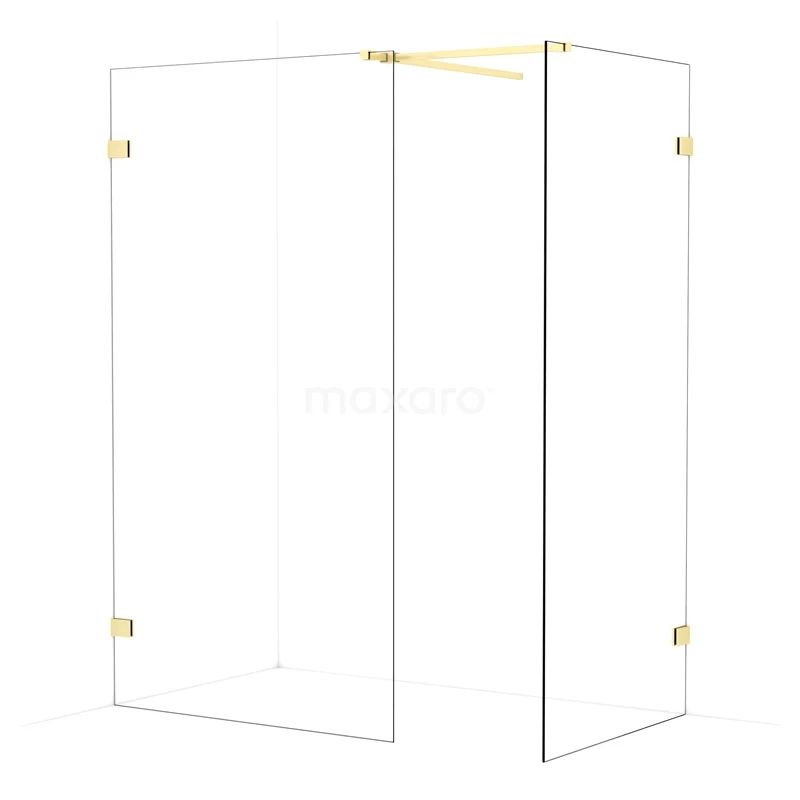 Diamond Walk-in shower | 110x90 cm Light gold Clear glass 2 fixed walls IDB1109520LG