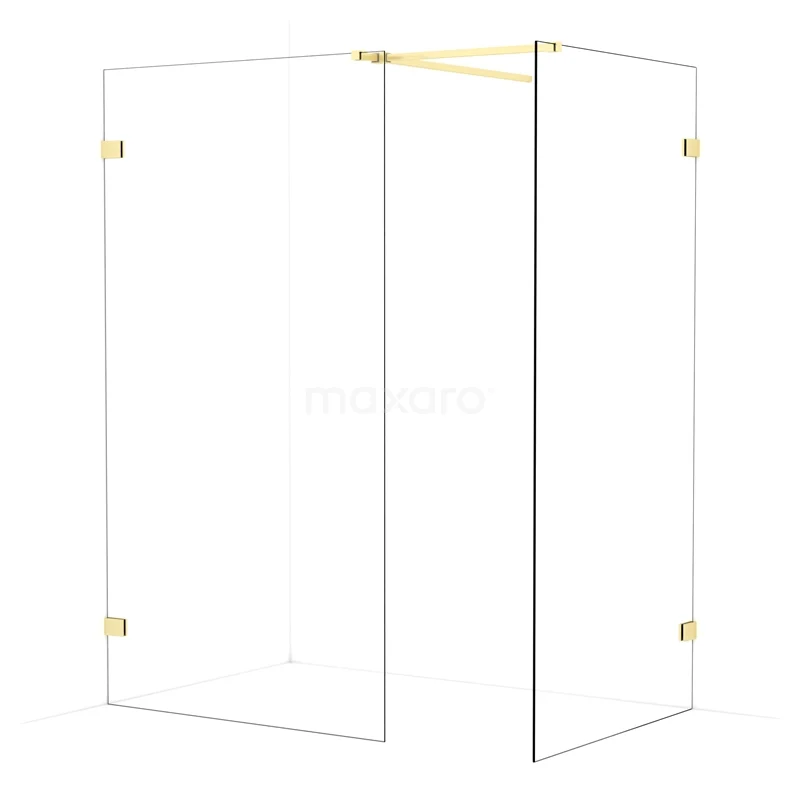 Diamond Walk-in shower | 110x100 cm Light gold Clear glass 2 fixed walls IDB1110520LG