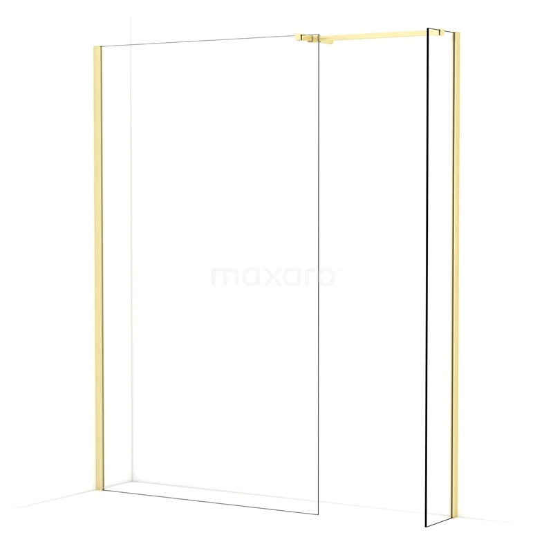 Diamond Walk-in shower | 120x30 cm Light gold Clear glass 2 fixed walls IDB1203510LG