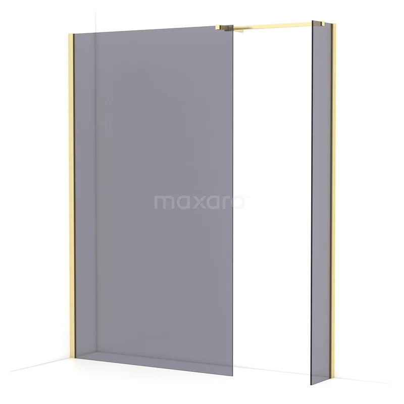 Diamond Walk-in shower | 120x30 cm Light gold Smoke glass 2 fixed walls IDB1203511LG