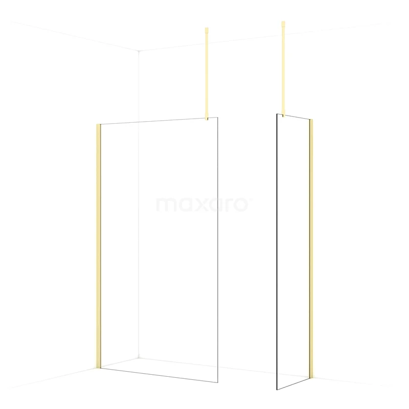 Diamond Walk-in shower | 120x60 cm Light gold Clear glass 2 fixed walls IDB1206910LG