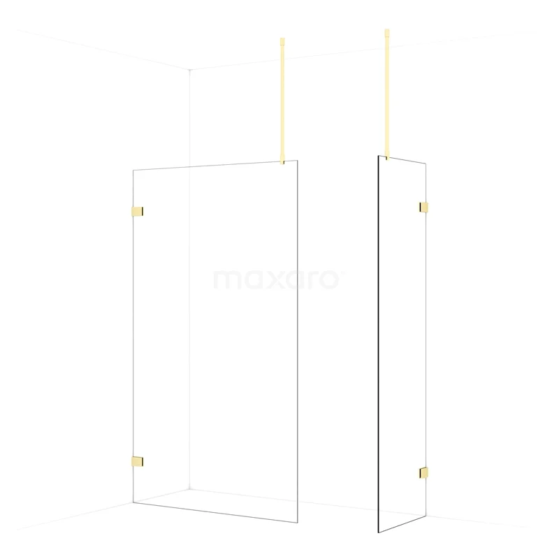 Diamond Walk-in shower | 120x60 cm Light gold Clear glass 2 fixed walls IDB1206920LG