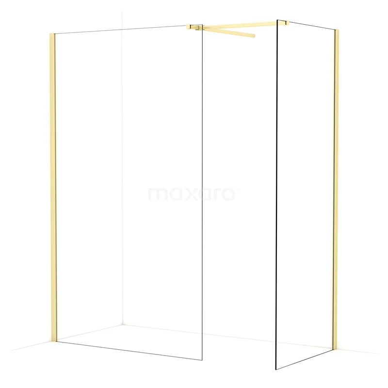 Diamond Walk-in shower | 120x80 cm Light gold Clear glass 2 fixed walls IDB1208510LG