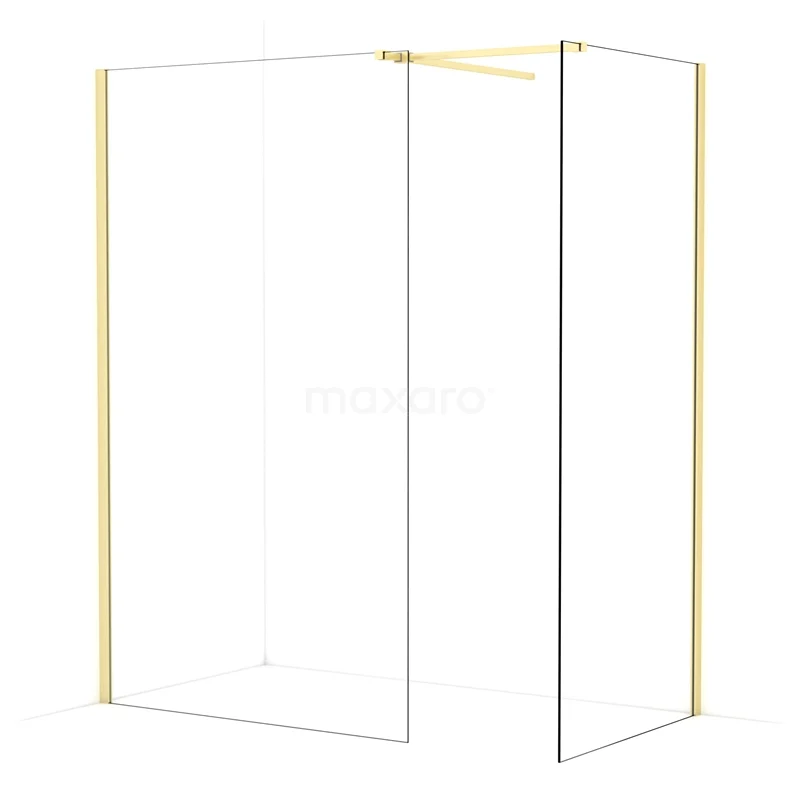 Diamond Walk-in shower | 120x90 cm Light gold Clear glass 2 fixed walls IDB1209510LG