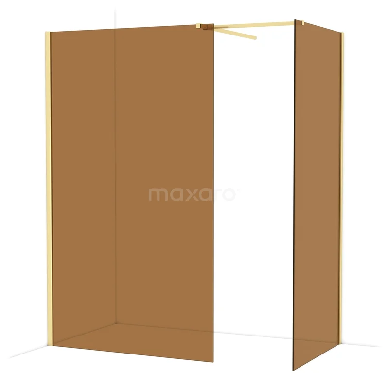 Diamond Walk-in shower | 120x90 cm Light gold Bronze glass 2 fixed walls IDB1209519LG Diamond Walk-in shower | 120x90 cm Light gold Bronze glass 2 fixed walls IDB1209519LG