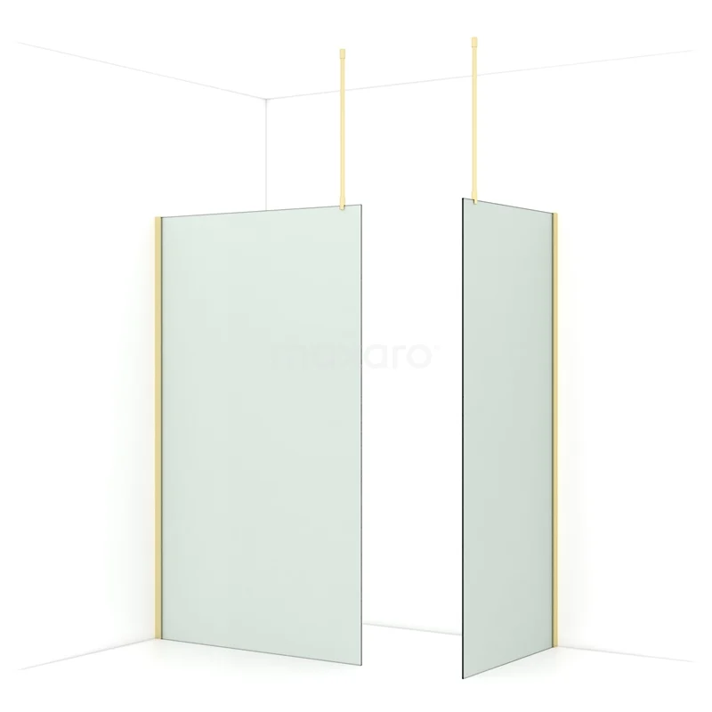 Diamond Walk-in shower | 120x90 cm Light gold Frosted glass 2 fixed walls IDB1209917LG