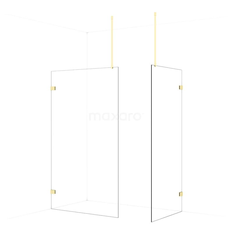 Diamond Walk-in shower | 120x90 cm Light gold Clear glass 2 fixed walls IDB1209920LG