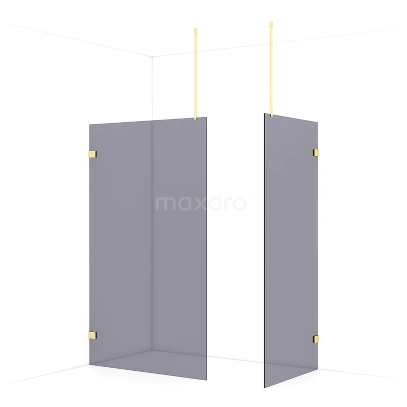 Diamond Walk-in shower | 120x90 cm Light gold Smoke glass 2 fixed walls IDB1209921LG