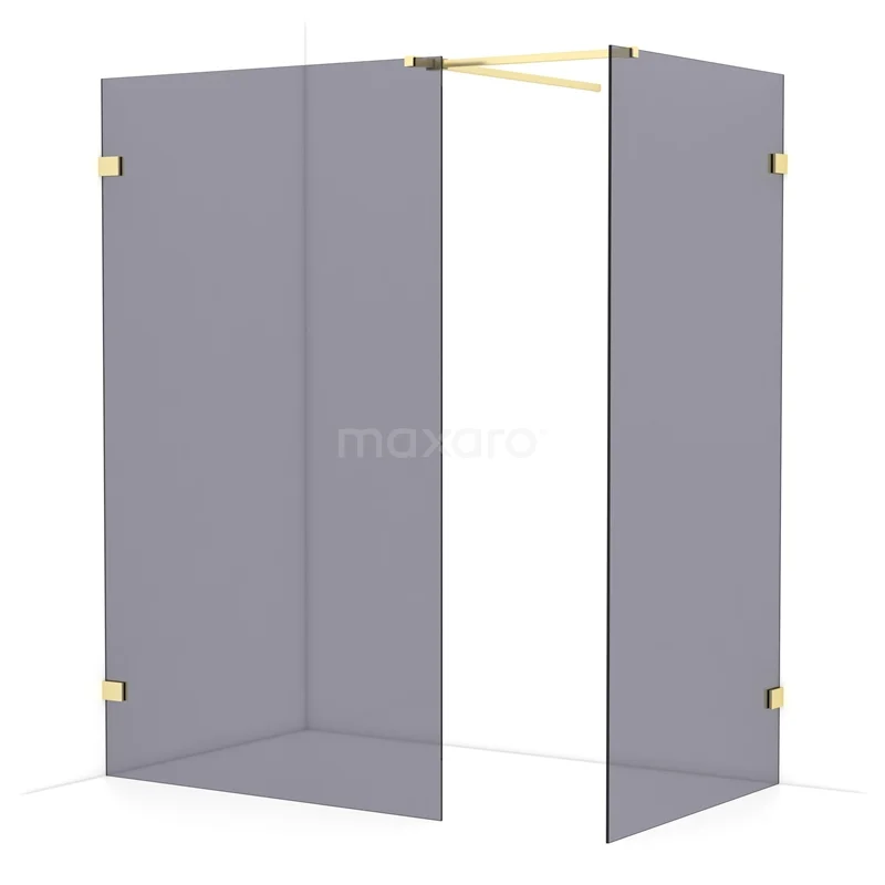 Diamond Walk-in shower | 120x100 cm Light gold Smoke glass 2 fixed walls IDB1210521LG