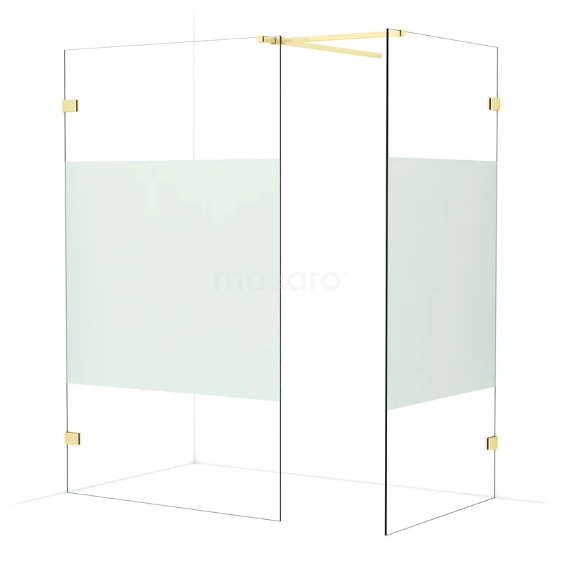 Diamond Walk-in shower | 120x100 cm Light gold Clear with matt strip 2 fixed walls IDB1210523LG