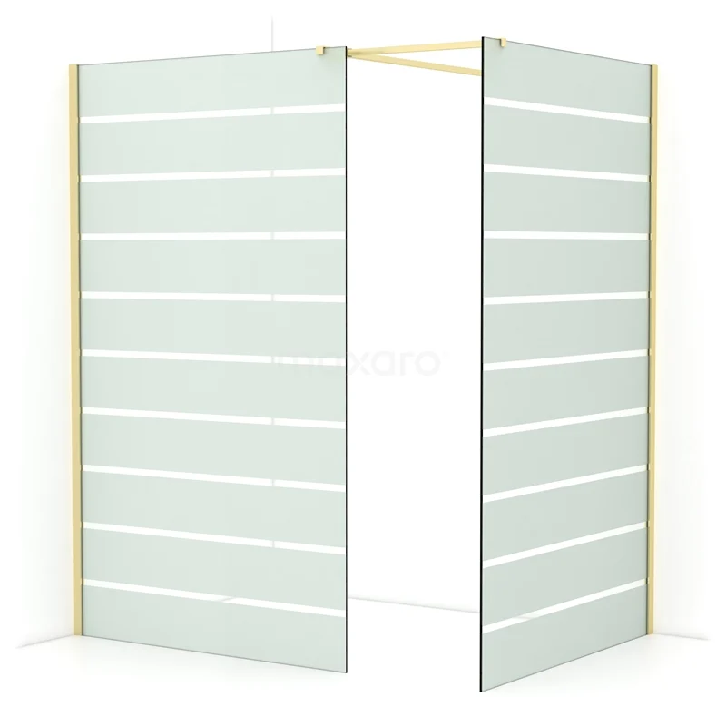 Diamond Walk-in shower | 120x120 cm Light gold Clear with matt stripes 2 fixed walls IDB1212516LG