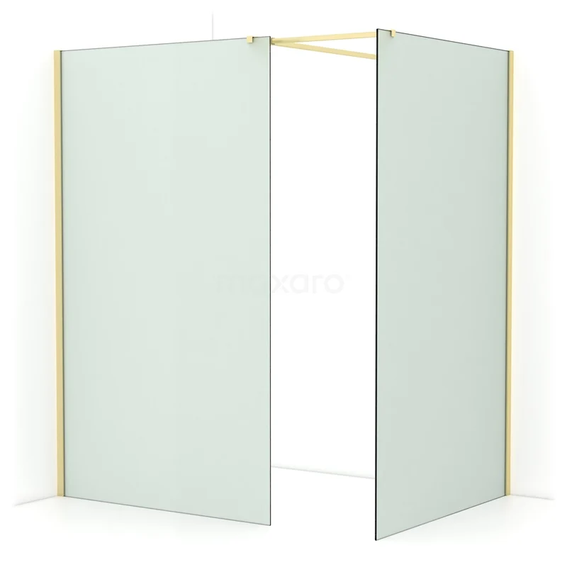 Diamond Walk-in shower | 120x120 cm Light gold Frosted glass 2 fixed walls IDB1212517LG