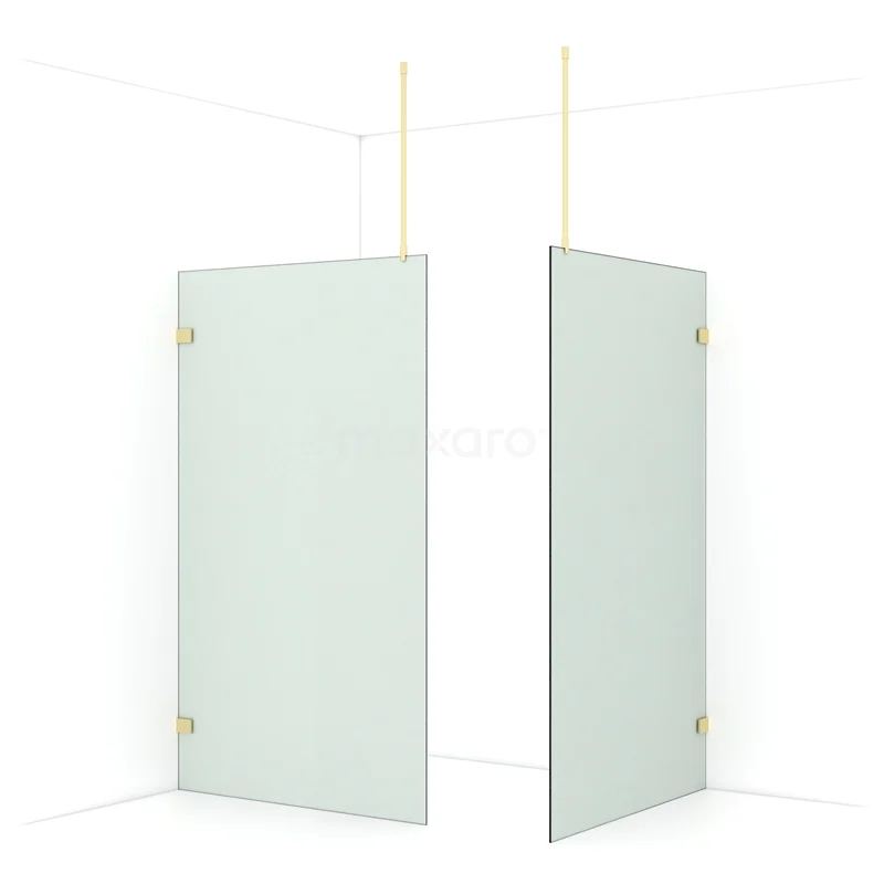 Diamond Walk-in shower | 120x120 cm Light gold Frosted glass 2 fixed walls IDB1212927LG