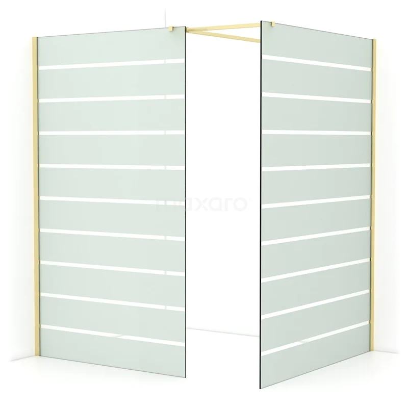 Diamond Walk-in shower | 140x120 cm Light gold Clear with matt stripes 2 fixed walls IDB1214516LG