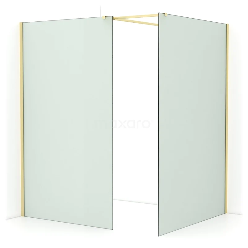 Diamond Walk-in shower | 140x120 cm Light gold Frosted glass 2 fixed walls IDB1214517LG