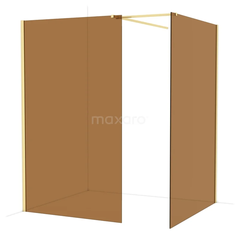 Diamond Walk-in shower | 140x120 cm Light gold Bronze glass 2 fixed walls IDB1214519LG Diamond Walk-in shower | 140x120 cm Light gold Bronze glass 2 fixed walls IDB1214519LG