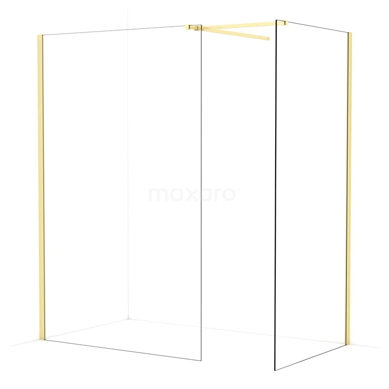 Diamond Walk-in shower | 130x100 cm Light gold Clear glass 2 fixed walls IDB1310510LG