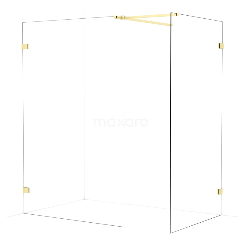 Diamond Walk-in shower | 130x110 cm Light gold Clear glass 2 fixed walls IDB1311520LG