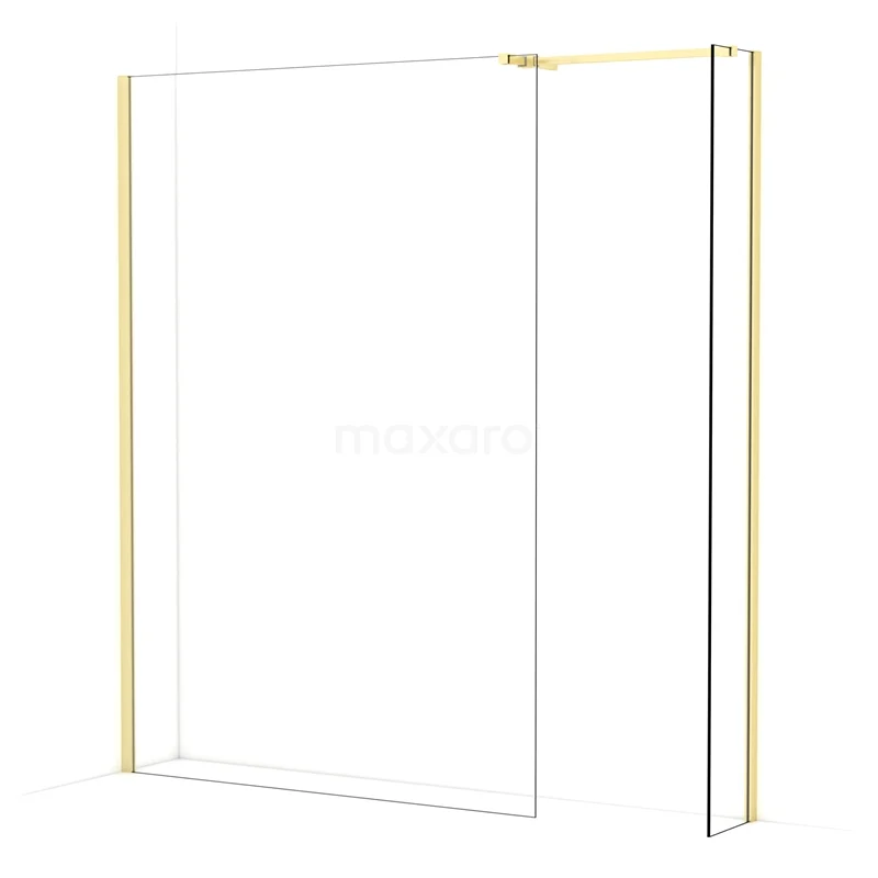 Diamond Walk-in shower | 140x30 cm Light gold Clear glass 2 fixed walls IDB1403510LG