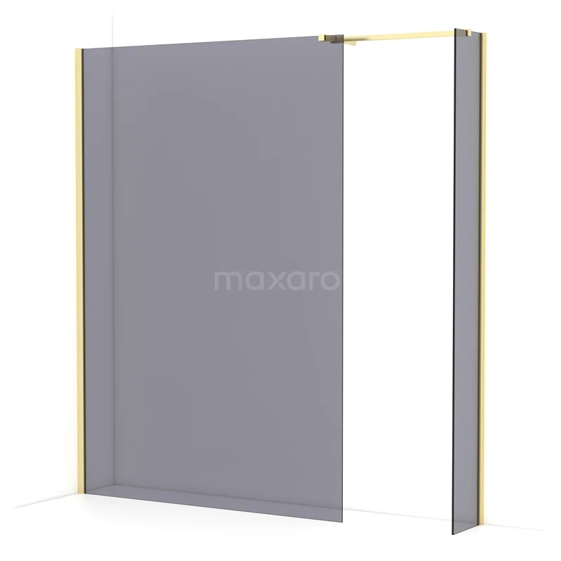 Diamond Walk-in shower | 140x30 cm Light gold Smoke glass 2 fixed walls IDB1403511LG