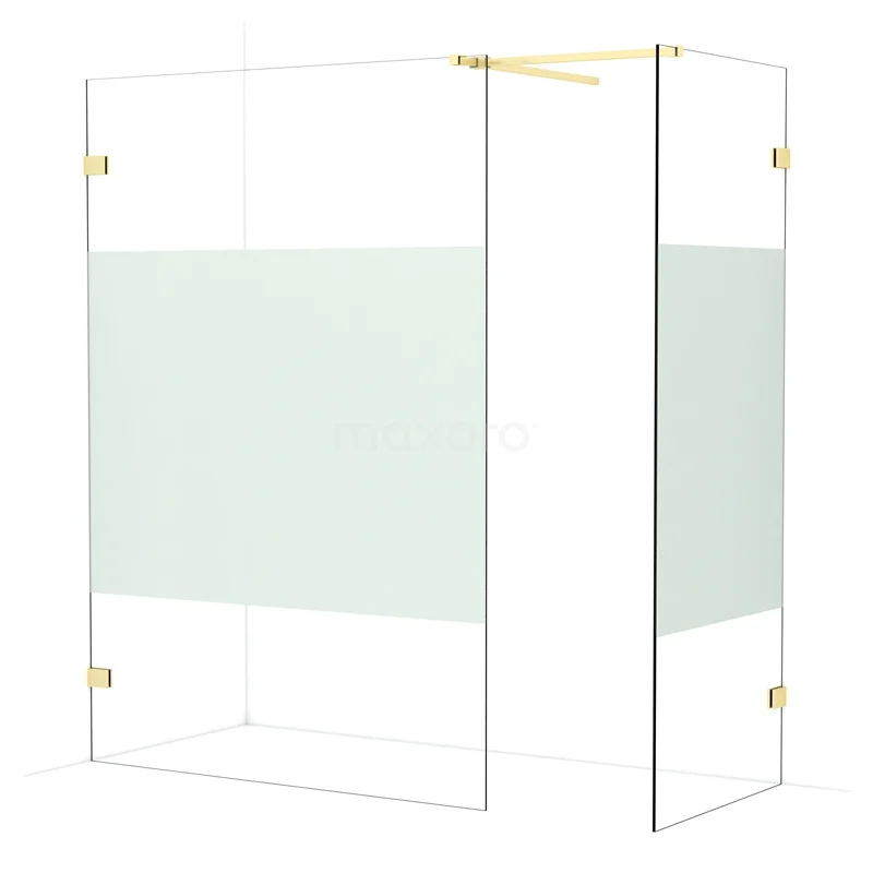 Diamond Walk-in shower | 140x80 cm Light gold Clear with matt strip 2 fixed walls IDB1408523LG