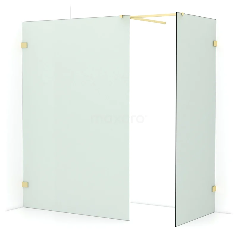 Diamond Walk-in shower | 140x90 cm Light gold Frosted glass 2 fixed walls IDB1409527LG