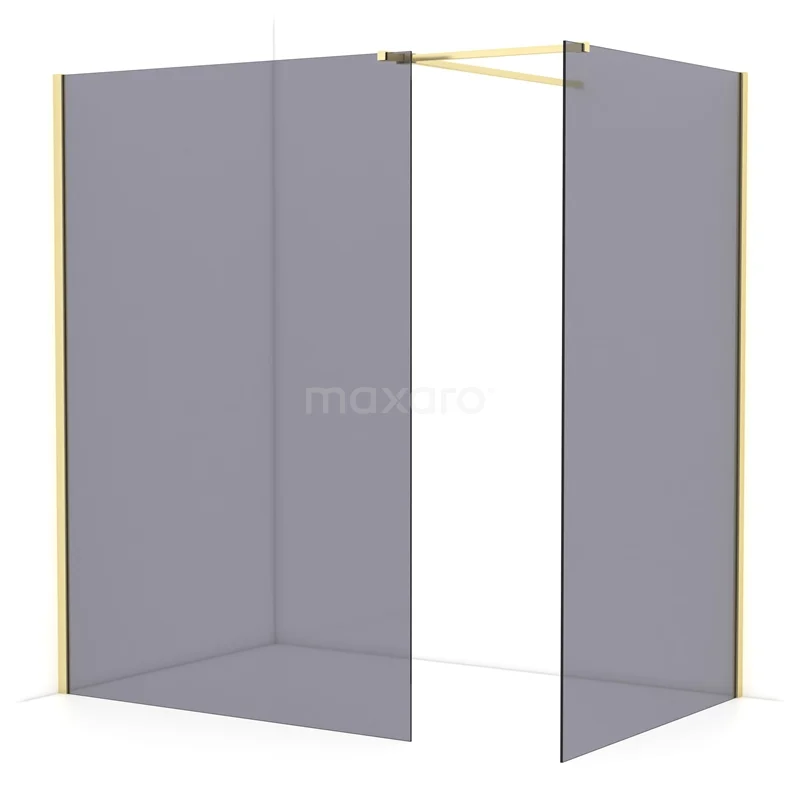 Diamond Walk-in shower | 140x120 cm Light gold Smoke glass 2 fixed walls IDB1412511LG
