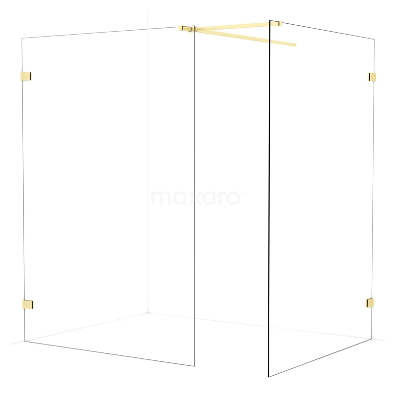 Diamond Walk-in shower | 140x140 cm Light gold Clear glass 2 fixed walls IDB1414520LG