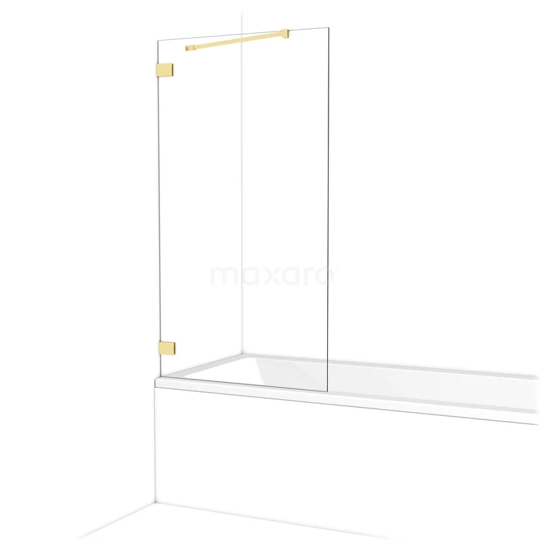 Diamond Bath screen | 80 cm Light Gold Clear glass BDA08220LG