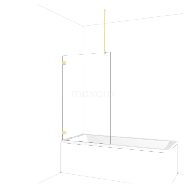 Diamond Bath screen | 90 cm Light gold Clear glass BDA09720LG