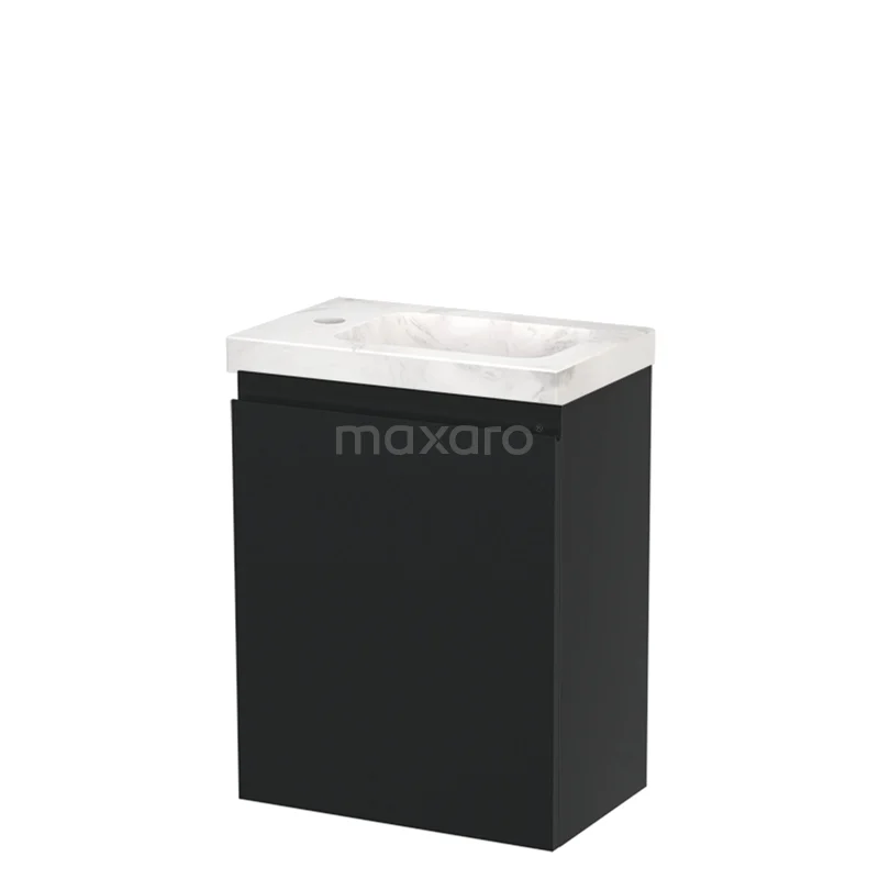 Modulo Pico WC-Möbel mit Waschbecken | 41 cm Matt Schwarz Grifflose Front Waschbecken Weißer Marmor Naturstein TMW10-00783 Modulo Pico WC-Möbel mit Waschbecken | 41 cm Matt Schwarz Grifflose Front Waschbecken Weißer Marmor Naturstein TMW10-00783