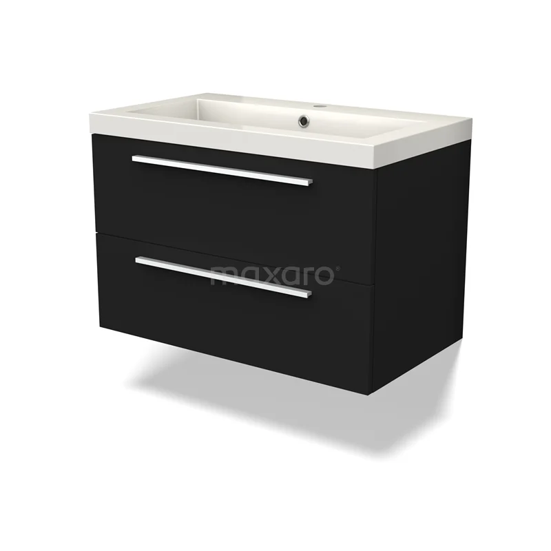 Canto Vanity units with basin | 80 cm Black front Mineral marble 2 Stacked drawers BMW02-00018