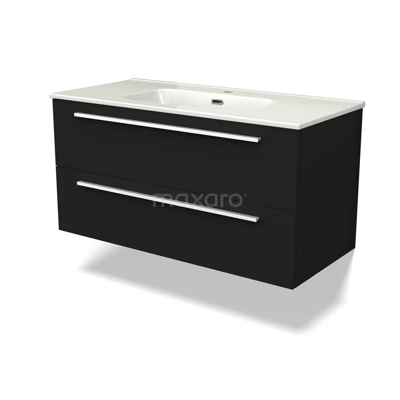 Canto Vanity units with basin | 100 cm Black front Ceramic 2 Stacked drawers BMW02-00034