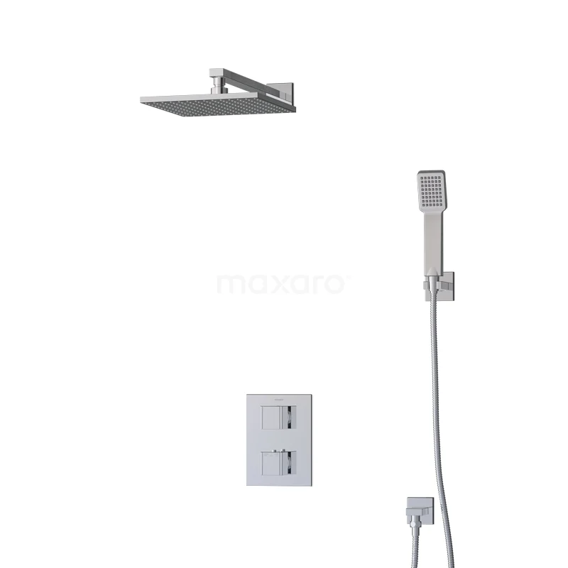 Cubic Rain shower Built-in | Chrome 25 cm Rain shower Thermostatic BIC22-00285