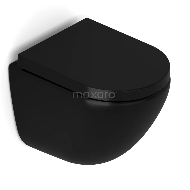 Hangend Toilet zonder Spoelrand Colorato Mat Zwart 300.0377MB